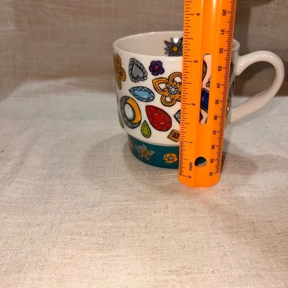 Brighton Mug Gemstone Enamel Design White Teal Coffee Cup - Picture 7 of 8